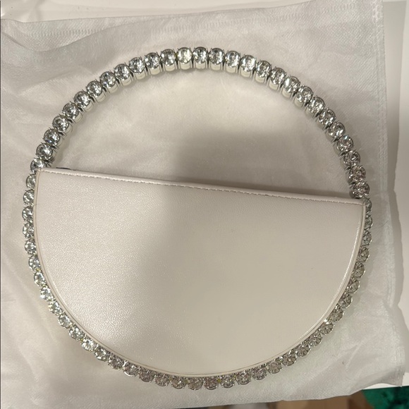 White rhinestone clutch evening bag